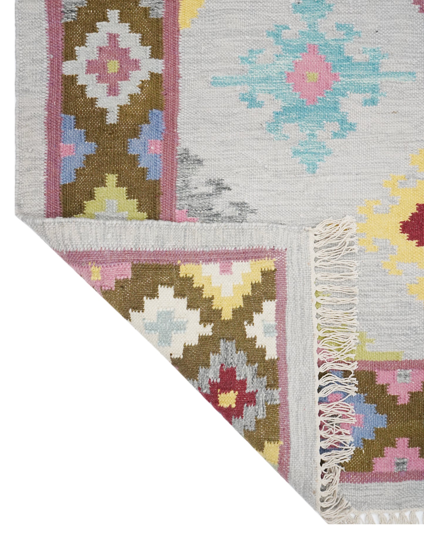 Handwoven Bohemian Kilim Rug – Multiple Sizes | Vintage Pastel Tribal Flatweave Wool