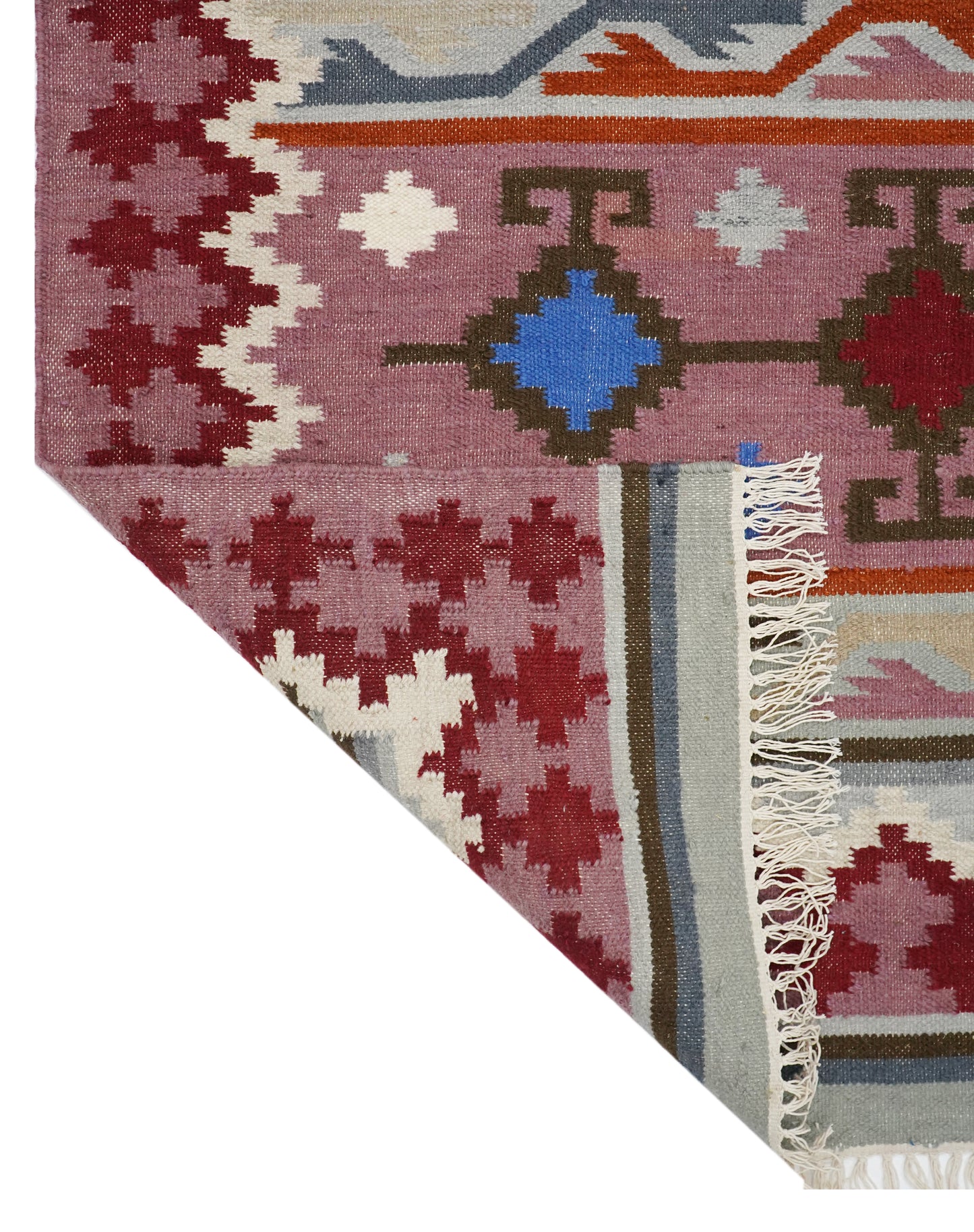 Handwoven Pastel Kilim Rug | Flatweave Area Carpet | Geometric Tribal Design