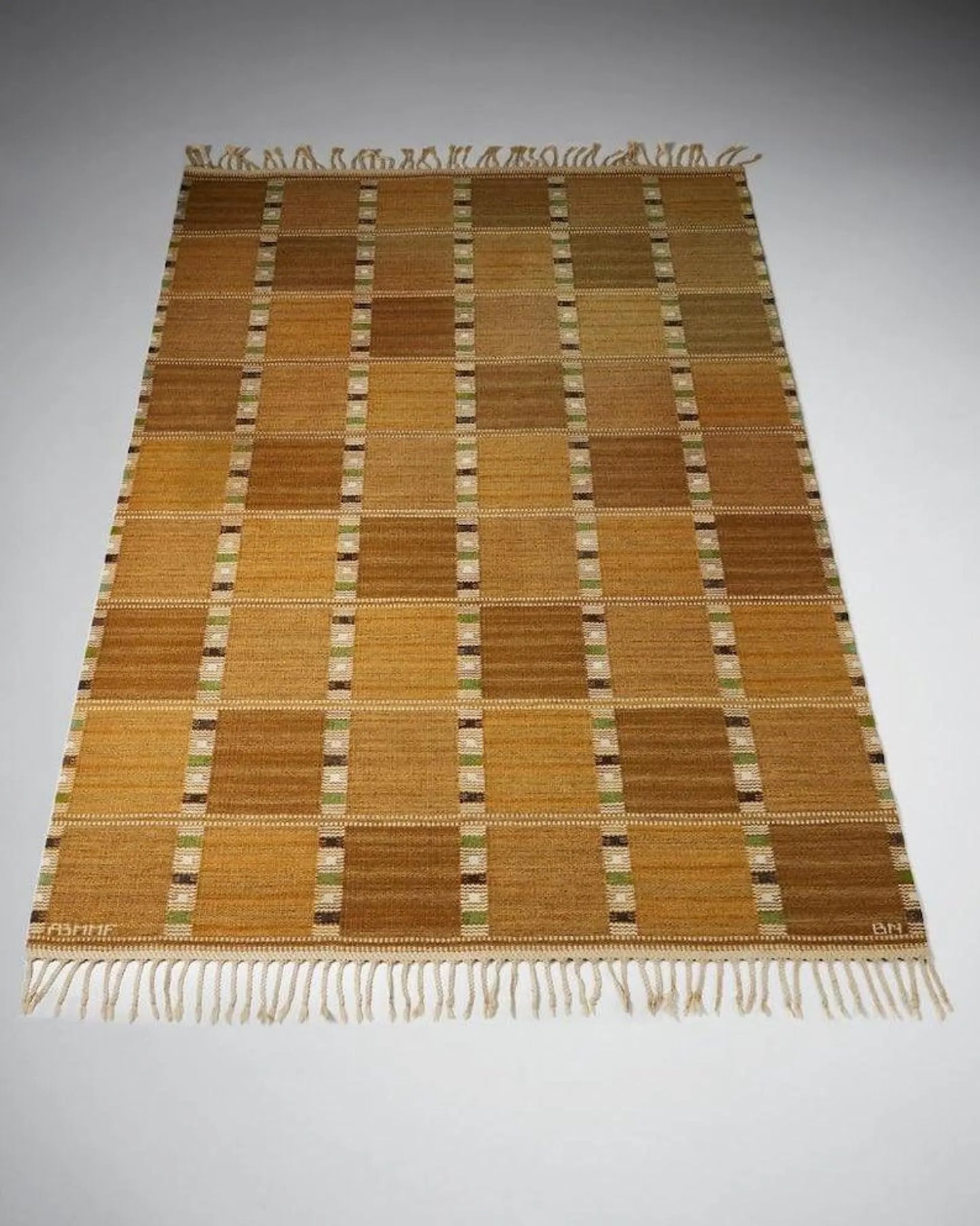 Vintage Swedish Flat Weave Rug - Mid Century Modern chocolate colour  Carpet - 1960s Scandinavian Geometric Rug - Large Area Rug