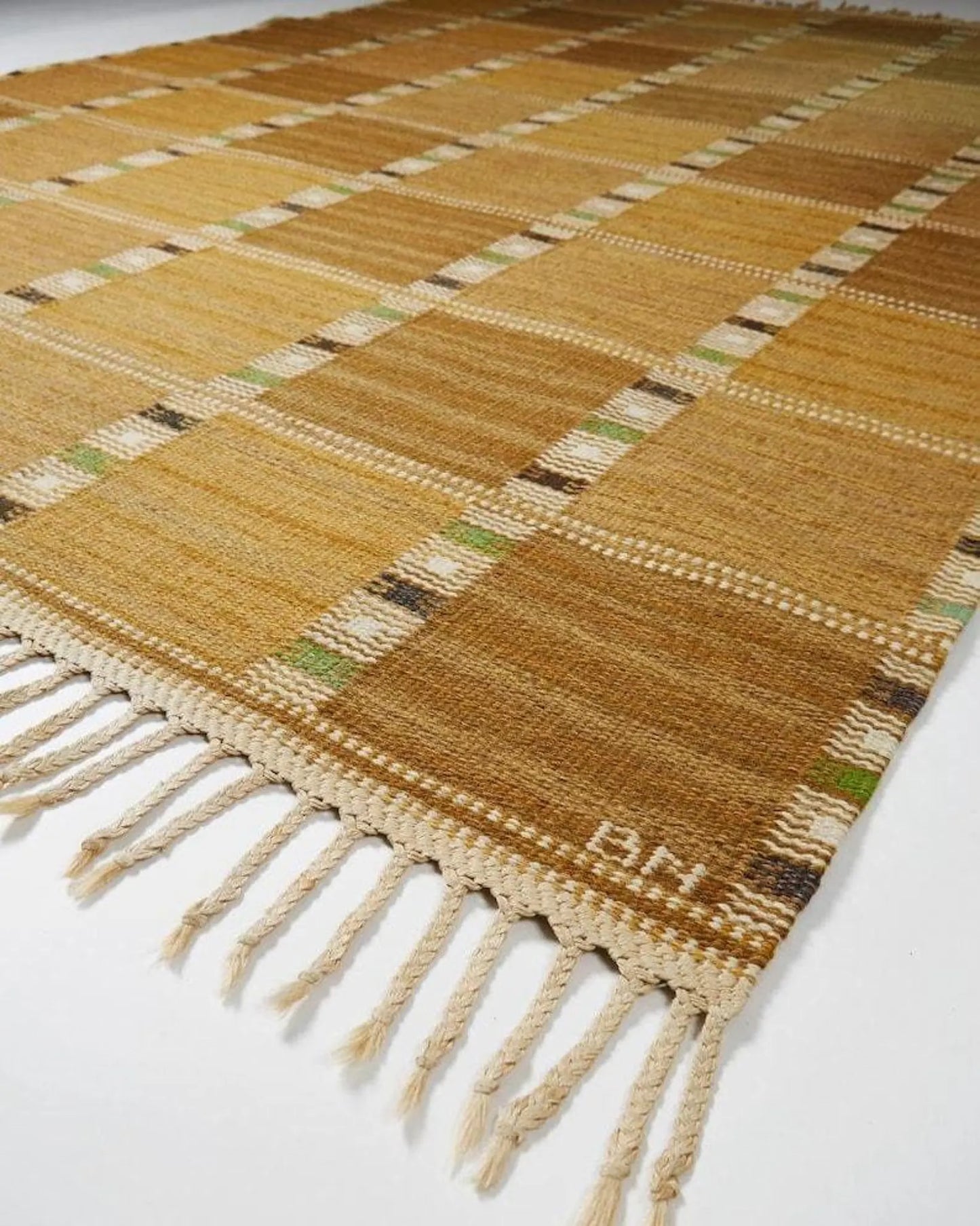 Vintage Swedish Flat Weave Rug - Mid Century Modern chocolate colour  Carpet - 1960s Scandinavian Geometric Rug - Large Area Rug