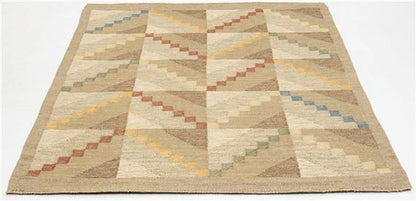 Swedish Marianne Richter–Inspired Kilim Rug – Handwoven Wool Flatweave | Bright Color Accents | Artisan Made in India