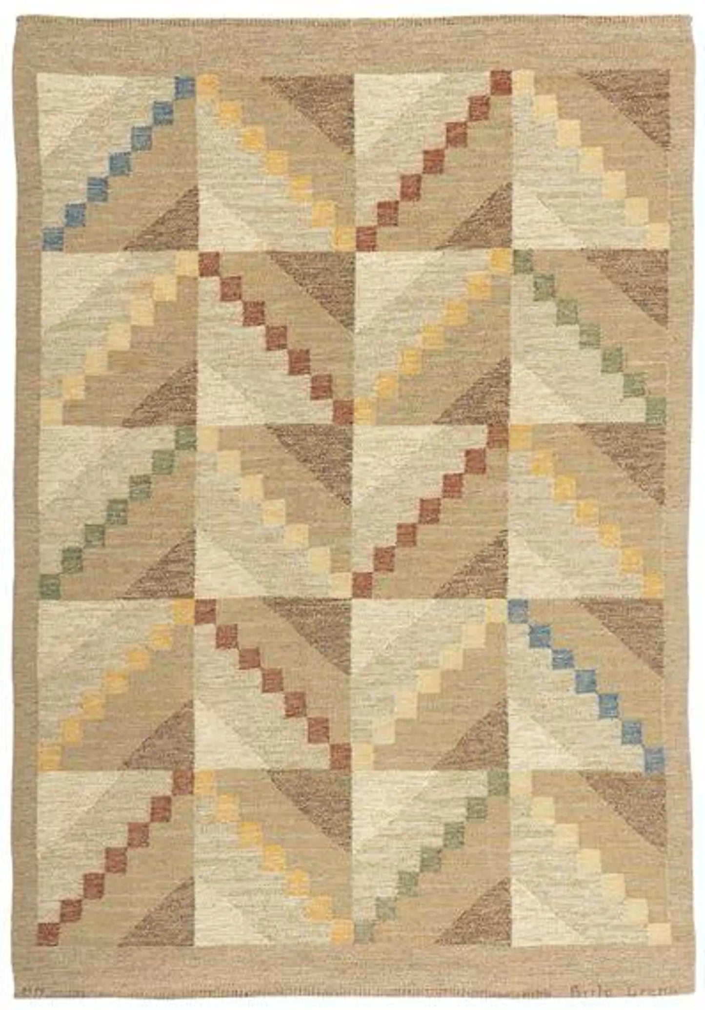 Swedish Marianne Richter–Inspired Kilim Rug – Handwoven Wool Flatweave | Bright Color Accents | Artisan Made in India