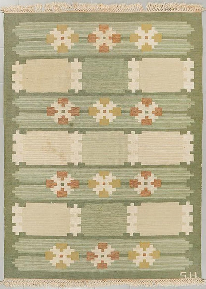 Vintage flat weave rug by Anna-Greta Sjöqvist